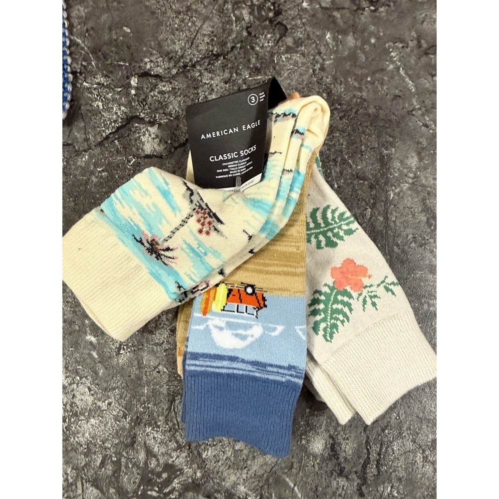 American Eagle Womens 3pr Arch Support Tension Band Classic Socks One Size